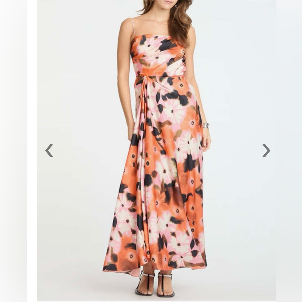 Tanya Taylor Floral Pink and Orange Dress